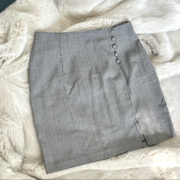 VTG Button Decor Houndstooth Skirt - Picture 7 of 14